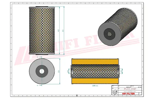 Rysunek wymiarowy Filtr paliwa SN 106