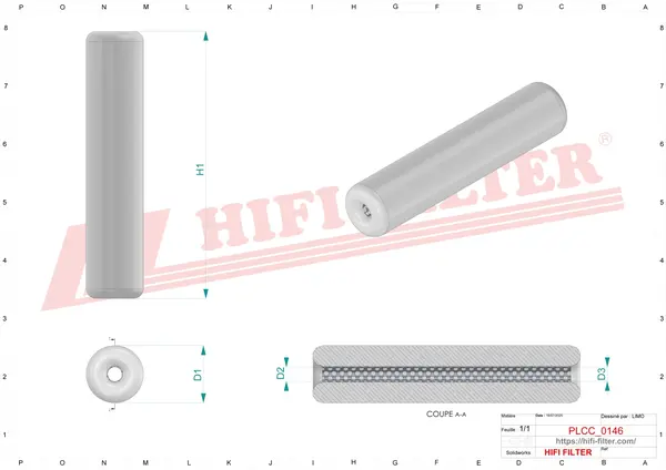 Rysunek wymiarowy Filtr paliwa SN 111