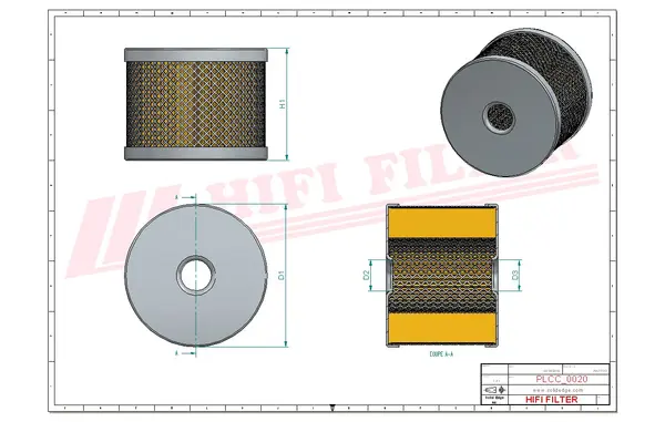 Rysunek wymiarowy Filtr paliwa SN 1118
