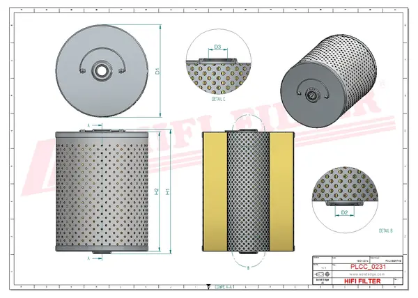 Rysunek wymiarowy Filtr paliwa SN 1129