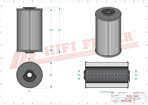 Rysunek wymiarowy Filtr paliwa SN 1147