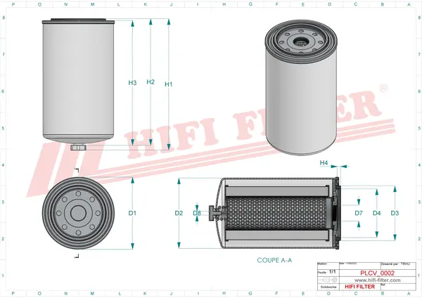 Rysunek wymiarowy Filtr paliwa SN 1212
