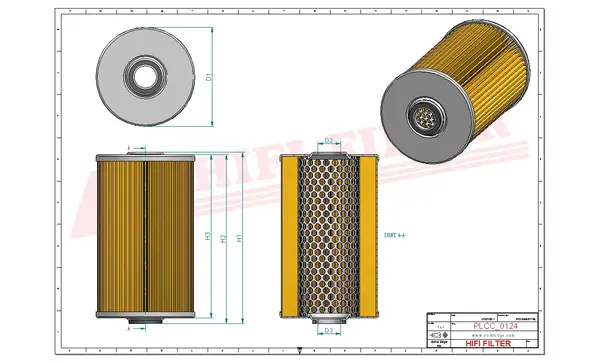 Rysunek wymiarowy Filtr paliwa SN 145