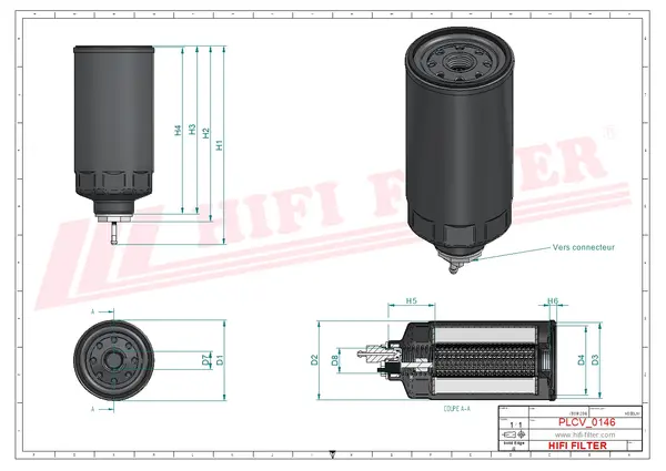 Rysunek wymiarowy Filtr paliwa SN 146