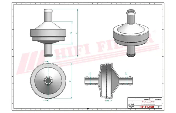 Rysunek wymiarowy Filtr paliwa SN 20105