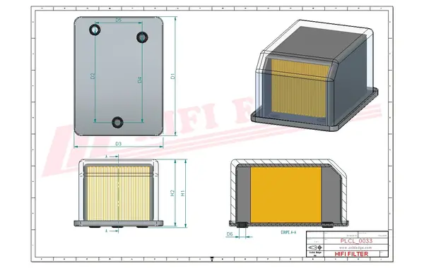 Rysunek wymiarowy Filtr paliwa SN 203