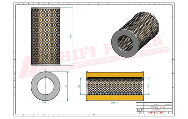 Rysunek wymiarowy Filtr paliwa SN 20823