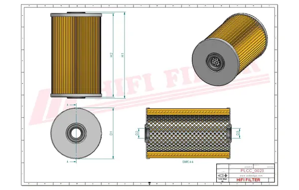 Rysunek wymiarowy Filtr paliwa SN 21028