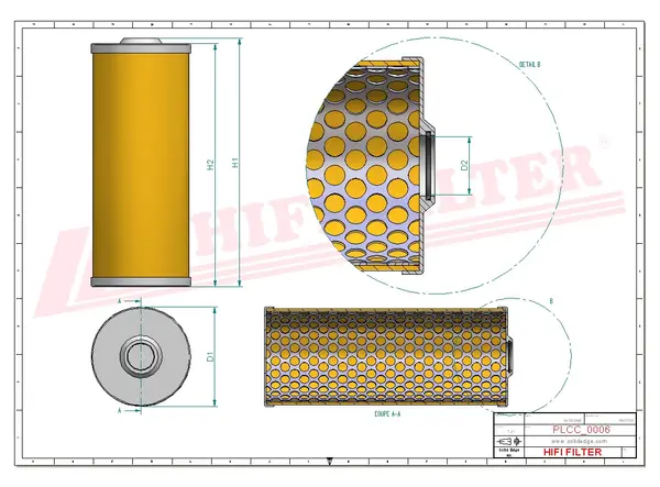 Rysunek wymiarowy Filtr paliwa SN 21586
