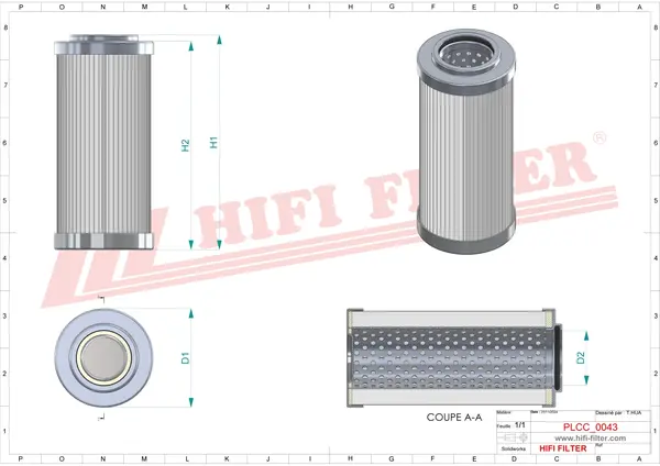 Rysunek wymiarowy Filtr paliwa SN 21590