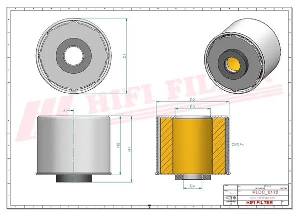Rysunek wymiarowy Filtr paliwa SN 228
