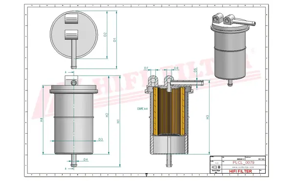 Rysunek wymiarowy Filtr paliwa SN 24 V