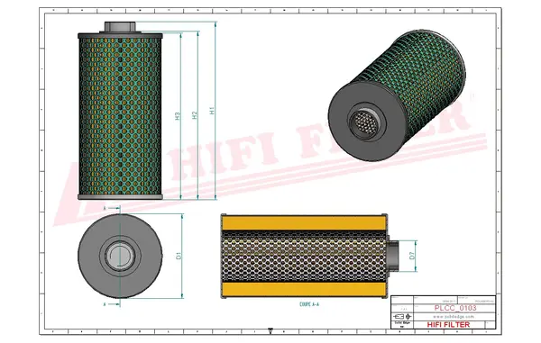 Rysunek wymiarowy Filtr paliwa SN 246