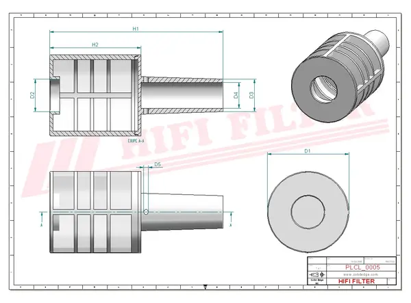 Rysunek wymiarowy Filtr paliwa SN 25028