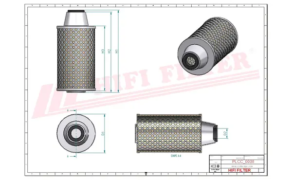 Rysunek wymiarowy Filtr paliwa SN 25033