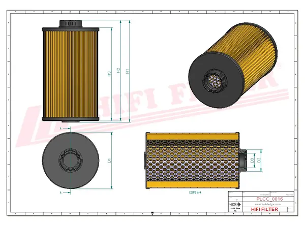 Rysunek wymiarowy Filtr paliwa SN 25044
