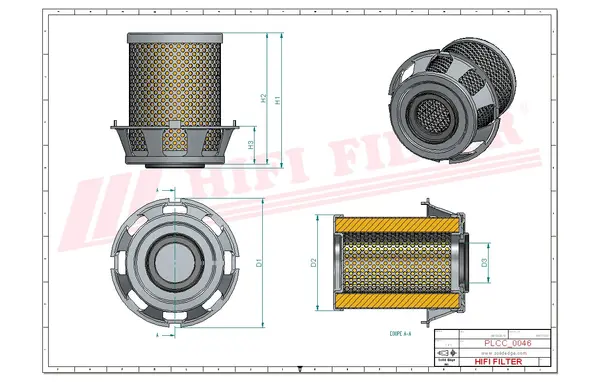 Rysunek wymiarowy Filtr paliwa SN 25065