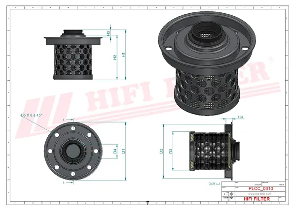 Rysunek wymiarowy Filtr paliwa SN 25139