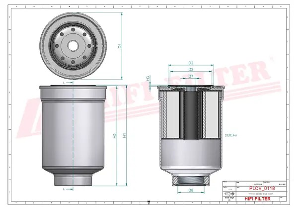 Rysunek wymiarowy Filtr paliwa SN 25149