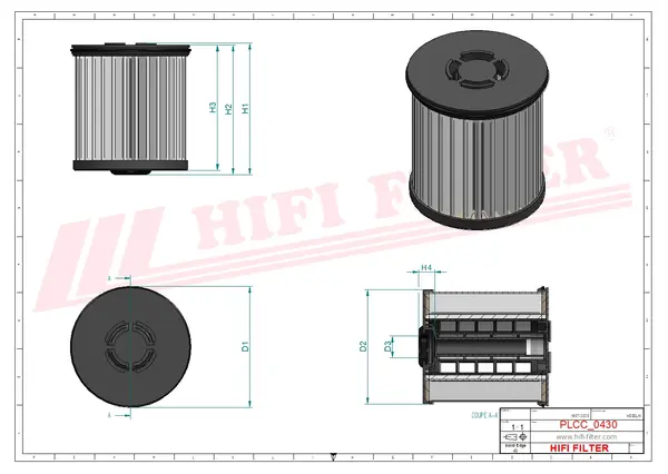 Rysunek wymiarowy Filtr paliwa SN 25182