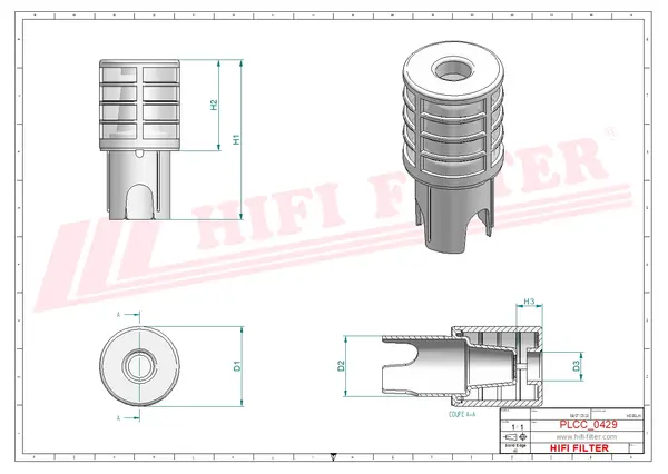 Rysunek wymiarowy Filtr paliwa SN 25215