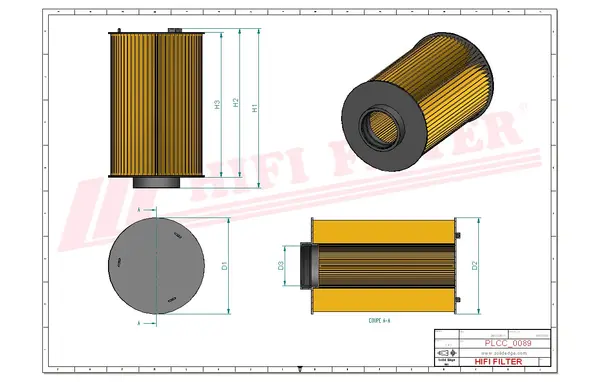 Rysunek wymiarowy Filtr paliwa SN 30007