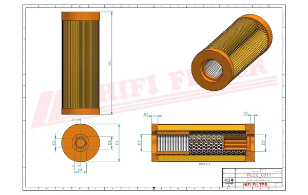 Rysunek wymiarowy Filtr paliwa SN 30017