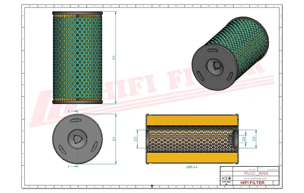 Rysunek wymiarowy Filtr paliwa SN 30024