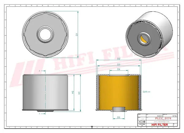 Rysunek wymiarowy Filtr paliwa SN 30025