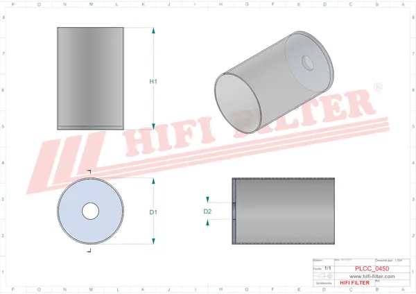 Rysunek wymiarowy Filtr paliwa SN 30041