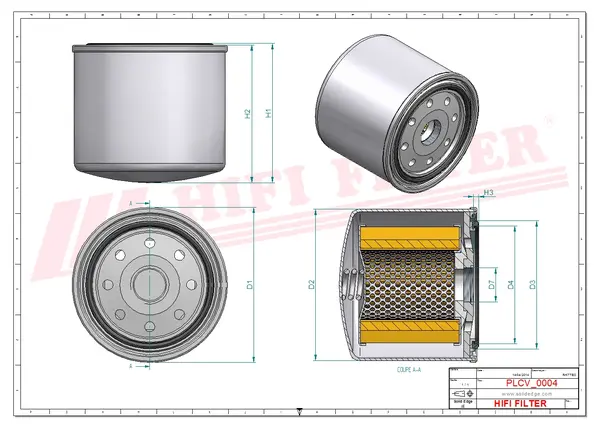 Rysunek wymiarowy Filtr paliwa SN 30056