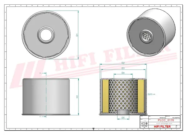Rysunek wymiarowy Filtr paliwa SN 30071