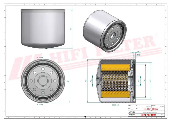 Rysunek wymiarowy Filtr paliwa SN 3223