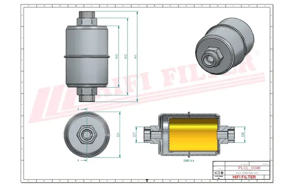 Rysunek wymiarowy Filtr paliwa SN 33269