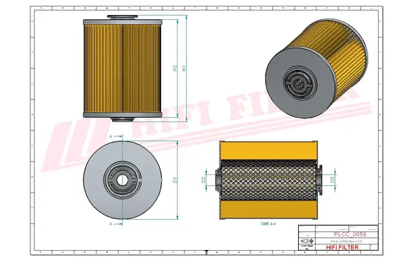 Rysunek wymiarowy Filtr paliwa SN 4001 V