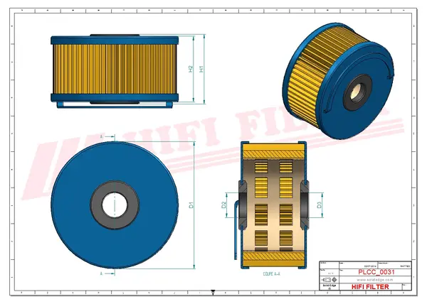 Rysunek wymiarowy Filtr paliwa SN 40010