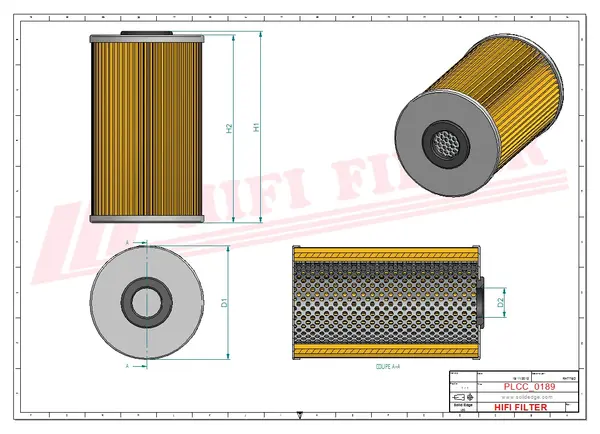 Rysunek wymiarowy Filtr paliwa SN 40508