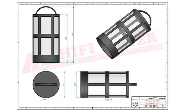 Rysunek wymiarowy Filtr paliwa SN 40590