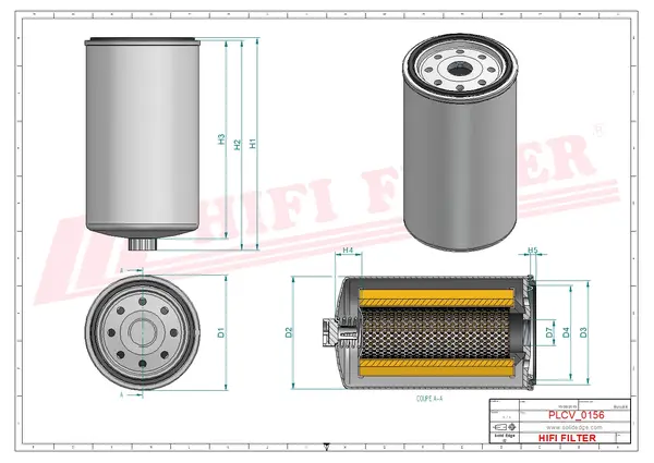 Rysunek wymiarowy Filtr paliwa SN 40596