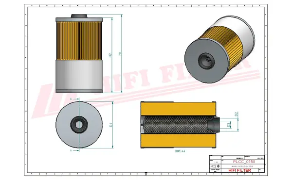 Rysunek wymiarowy Filtr paliwa SN 40612