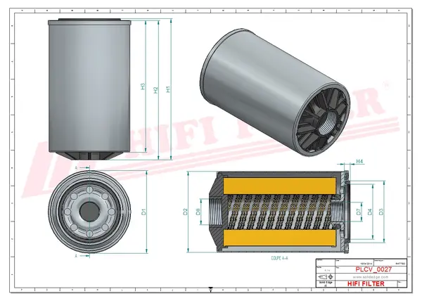 Rysunek wymiarowy Filtr paliwa SN 40617