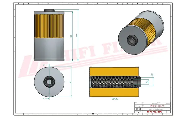 Rysunek wymiarowy Filtr paliwa SN 40623