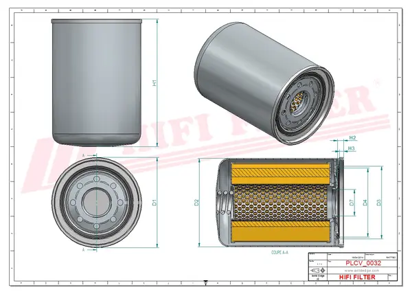 Rysunek wymiarowy Filtr paliwa SN 40638