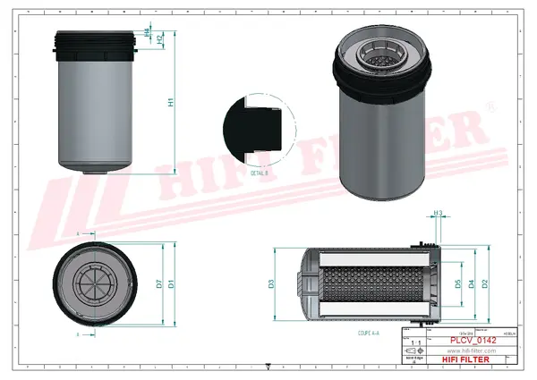 Rysunek wymiarowy Filtr paliwa SN 40671