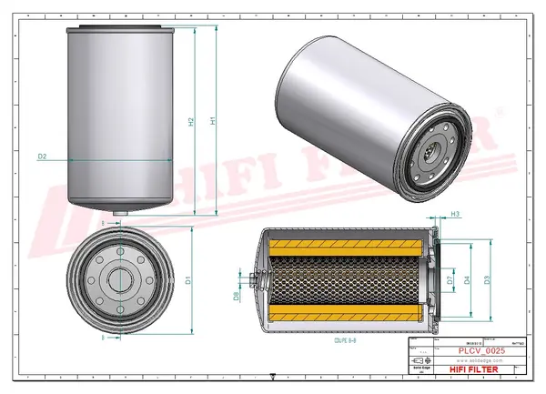 Rysunek wymiarowy Filtr paliwa SN 40674