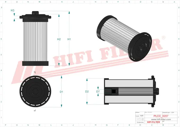 Rysunek wymiarowy Filtr paliwa SN 40678