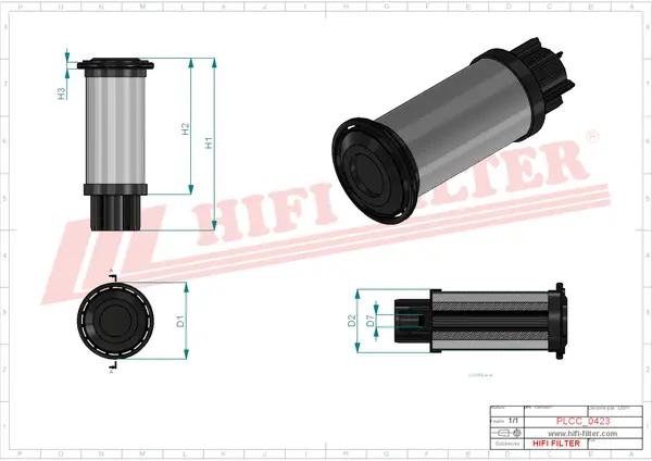 Rysunek wymiarowy Filtr paliwa SN 40679