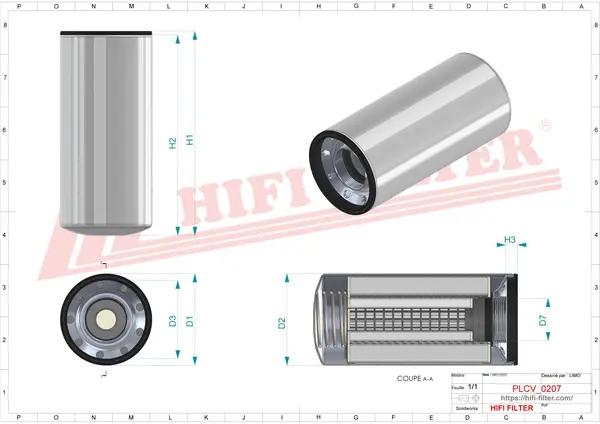 Rysunek wymiarowy Filtr paliwa SN 40698