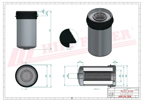 Rysunek wymiarowy Filtr paliwa SN 40700