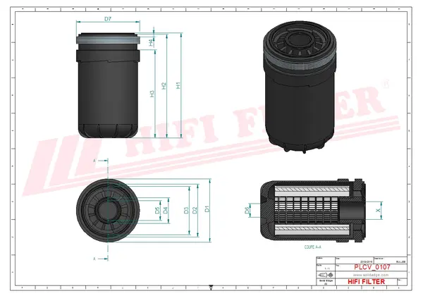 Rysunek wymiarowy Filtr paliwa SN 40705